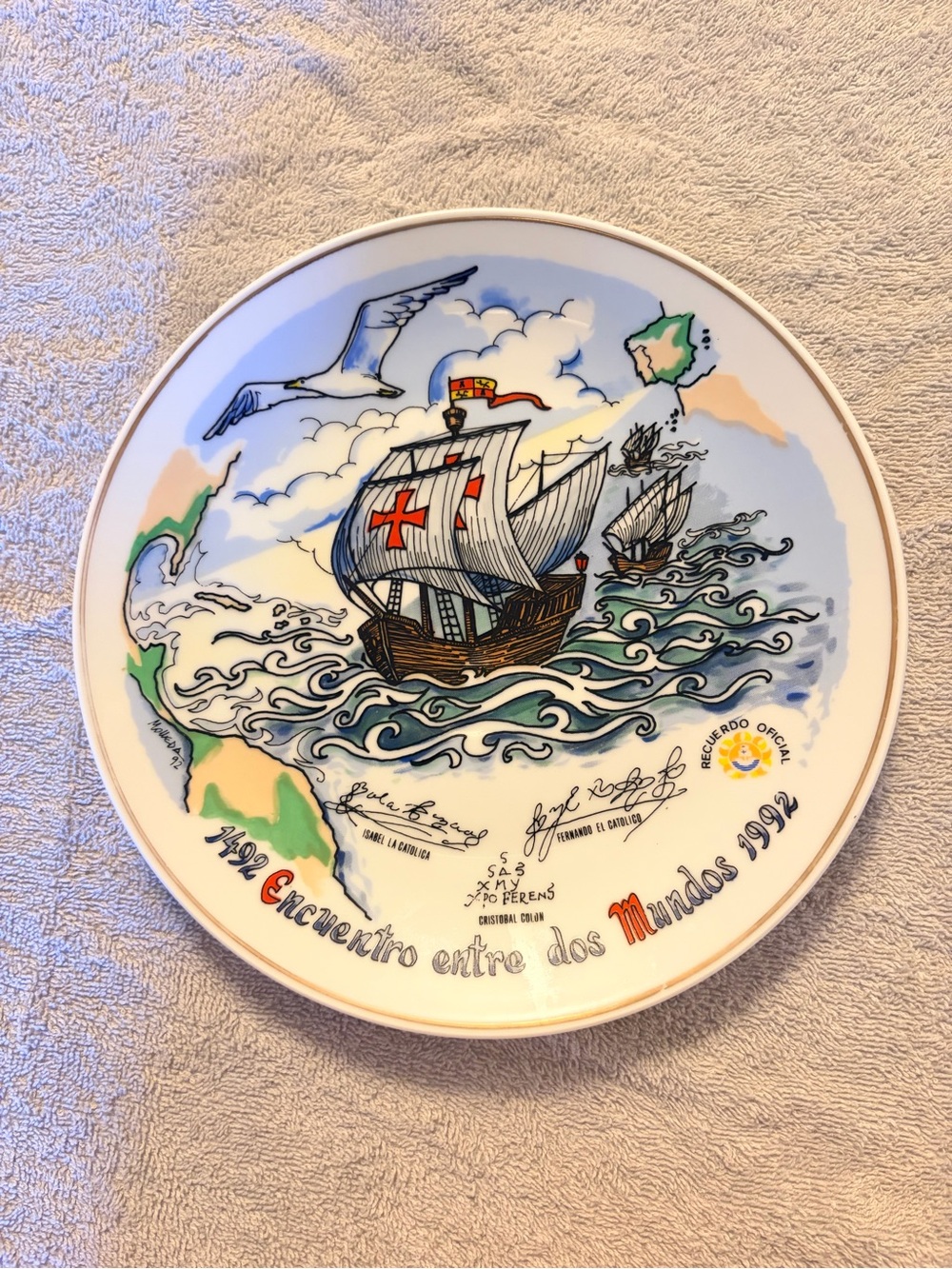 Decorative Commemorative Ship Plate with Multicolor cerámica de España